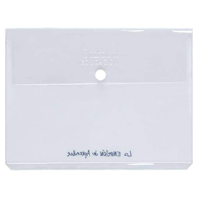 cartera de plástico flexible transparente con fuelle y velcro