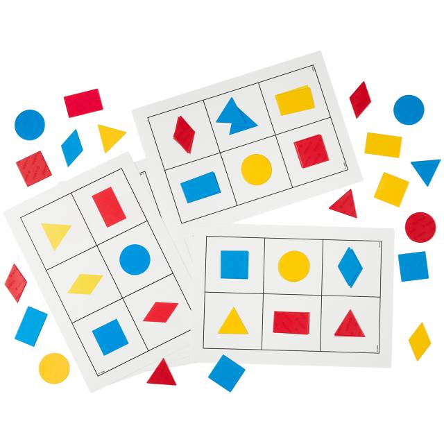 juego tipo bingo con figuras geométricas